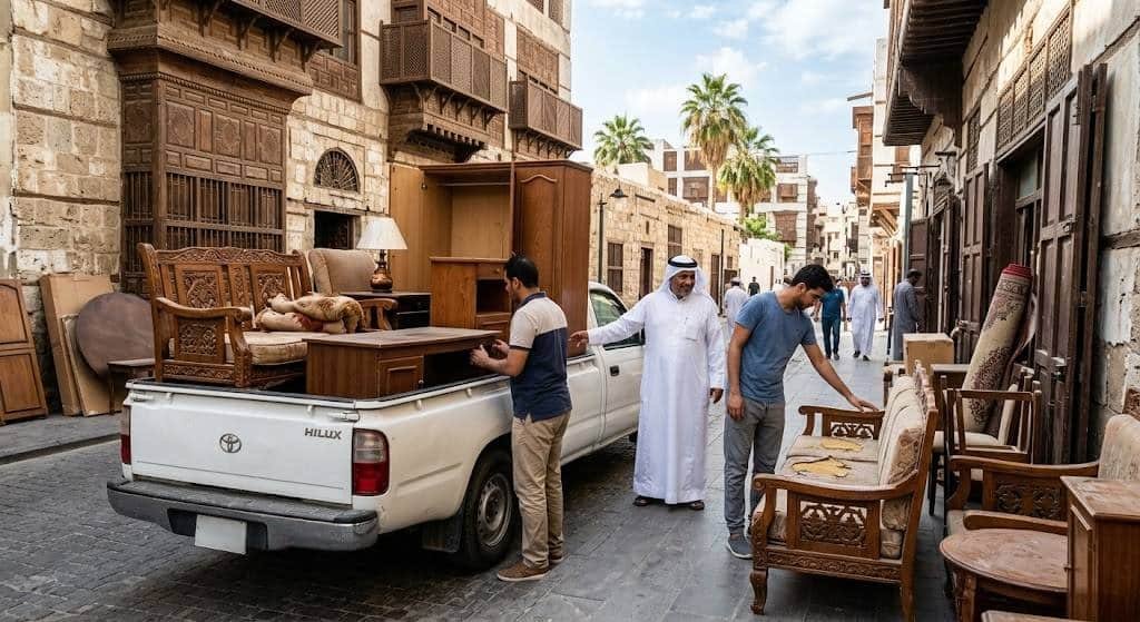فريق عمل محترف يقوم بفحص وتقييم الأثاث المنزلي بعناية ضمن خدمات نشتري الاثاث المستعمل الشامية بالكويت لضمان تقديم أفضل الأسعار وتوفير تجربة مريحة وسريعة.