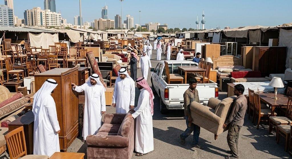 مجموعة من قطع الأثاث المستعمل بحالة جيدة ومجهزة للتقييم والبيع ضمن خدمات شراء الأثاث المستعمل في منطقة كيفان بالكويت لتوفير تجربة مريحة ومجزية.